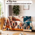 Boho Throw Blanket, 100% Cotton Breathable Soft Bed Throw - Floral Bird Farmhouse Decor Blanket for Sofa Couch Chair Quilt and Gift. 80" x 90"- Beige
