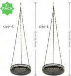 Heavy Duty Metal Hanging Planters for Indoor Plants - Black Plant Hanger with Sturdy Tray & Chains, Modern Boho Wall/Ceiling/Window Mounted Plant Basket (2/S, Three Chains Hanging Tray)