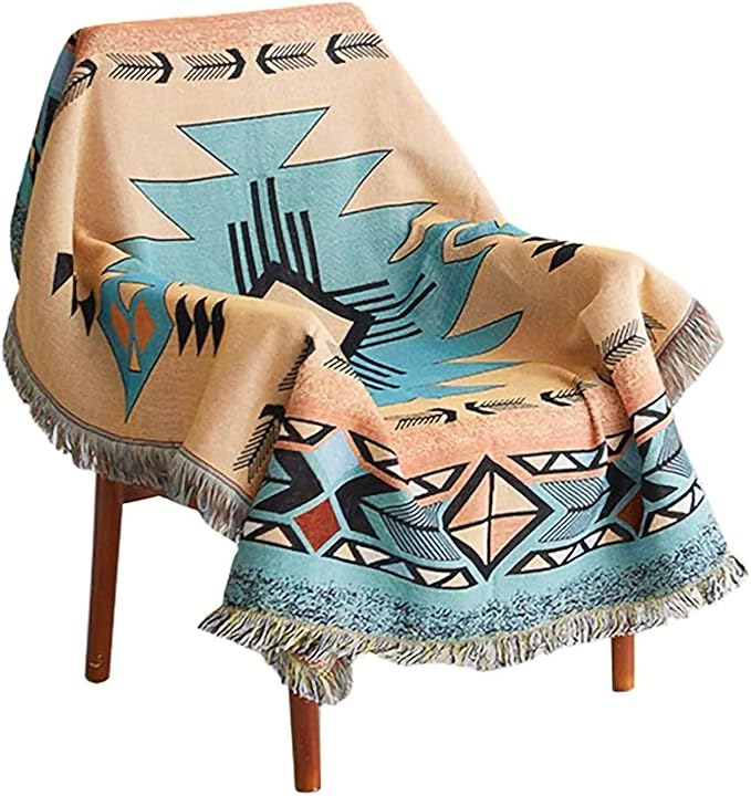 Hopstar Aztec Throw Blanket Navajo Indian Blankets and Throws Boho Western Decor Couch Cover Blanket for Bed Sofa Living Room Beach Travel 51"x63"