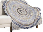 Mandala Throw Blanket Retro Eastern Backdrop Swirled Cosmic Lotus Yoga Boho Artwork Blanket for Sofa Bed Couch Chair Or Dorm 70"x80"