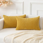 Kevin Textile 14x20 Inch Pillow Cover 1 Pack Boho Decorative Soft Striped Corduroy Lumbar Farmhouse Color Accent Rectangle Cushion Case for Living Room Couch Sofa Bed, Mustard Yellow