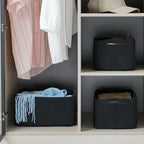 3-Pack Small Storage Baskets for Organizing | Woven Shelf Toy Basket | Rope Baskets for Gifts Empty | Closet Organizer Bins with Handles | Cube Decorative Box | 11.8×7.8×5.1” | Mixed Black