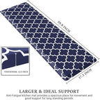 WISELIFE Kitchen Runner Rugs Anti-Fatigue mats - 3/4 Inch Thick Non Slip Waterproof Ergonomic Comfort Mat for Kitchen, Floor Home, Office, Sink, Laundry (17.3"x60" -0.75 inch,Blue)