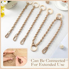6 Pack Adjustable Macrame Plant Hanger Extender Handmade Woven Hanging Basket Extenders Connectable Rope Hanging Extension with Wooden Ring for Indoor Outdoor Plant Pot Holder(Brown)