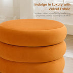Flouki 19.5" Storage Ottoman Round, Vanity Stools for Bedroom, Velvet Pouf Ottoman with Removable Lid, Modern Ottoman Stool for Girls Women, Foot Stool for Living Room, Orange