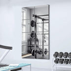 Delma Home Gym Mirrors, 12'' x 12'' Glass Mirror Tiles (8 PCS), Square Large Wall Mirror for Home Gym, Bedroom, Door,Bathroom, Frameless Mirror Sets