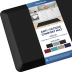 KitchenClouds Kitchen Mat Cushioned Anti Fatigue Kitchen Rug Non Slip Standing Mat Comfort Floor Mats for Sink Office (17.3"x39"- 0.8inch,Black)