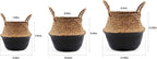 Woven Seagrass Belly Basket for Storage, Laundry, Picnic, Plant Pot Cover, and Grocery and toy storage (Small, Black)
