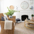 FRELISH DECOR Wool and Jute Premium Handwoven Chunky Stripes Rug - Contemporary Throw Rug for Bedroom Entryway Kitchen (3' x 5' - Natural Ivory)