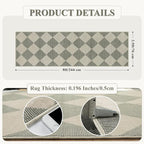 Beeiva Checkered Print Kitchen Runner Rugs Non Skid Washable 2.5x8, Ultra Thin Low Pile Green Runners for Hallways 8ft, Geometric Farmhouse Floor Carpet for Bedroom Entryway, Modern Plaid Home Decor