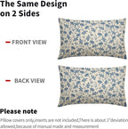 Light Blue Floral Pillow Covers 12x20 Set of 2 Vintage Rustic Old Style Cute Small Flower Blue Cream Print Decorative Outdoor Pillowcases Farmhouse Throw Cushion Case Decor for Couch Sofa Bed