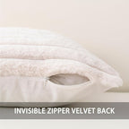 Pack of 2 Faux Fur Fall Throw Pillow Covers 22x22 Inch, Soft Plush Striped Neutral Couch Pillow Cover, with Velvet Back Modern Home Decor for Sofa Living Room Couch Bed Cream White