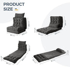 MAXYOYO Folding Sofa Bed, Tufted Bean Bag Bed with Pillows Floor Mattress for Adults, Extra Thick and Long Floor Sofa, Single Couch for Bedroom Living Room, Dark Grey, 30x91 Inch