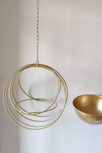 RISEON Boho Gold Metal Plant Hanger,Metal Geometric Hanging Planter, Modern Planter, Mid Century Air Plant Holder Stand, Minimalist Planter for Indoor Outdoor Home Wedding Decor (Gold)