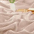 PHF 100% Cotton Muslin Blanket Twin XL Size 66"x90", 4-Layer Lightweight Gauze Throw, Breathable Cloud-Soft Minimalist Blanket for Bed, Couch, Camping & Baby, Dusty Pink, Ideal Gift