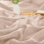 PHF 100% Cotton Muslin Blanket Twin XL Size 66"x90", 4-Layer Lightweight Gauze Throw, Breathable Cloud-Soft Minimalist Blanket for Bed, Couch, Camping & Baby, Dusty Pink, Ideal Gift