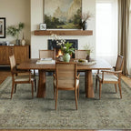 5x7 Area Rugs for Living Room Bedroom, Washable Rug, Vintage Floral Boho Rug, Non Slip & Low Pile Faux Wool Thin Carpet for Indoor Dining Room and Kids Room(Olive Brown 5x7ft)