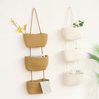 AARAINBOW Wall Hanging Cotton Baskets, Large 3 Tier Decorative Basket for Wall, Nursery, Bathroom, Boho Organizing (B-White)
