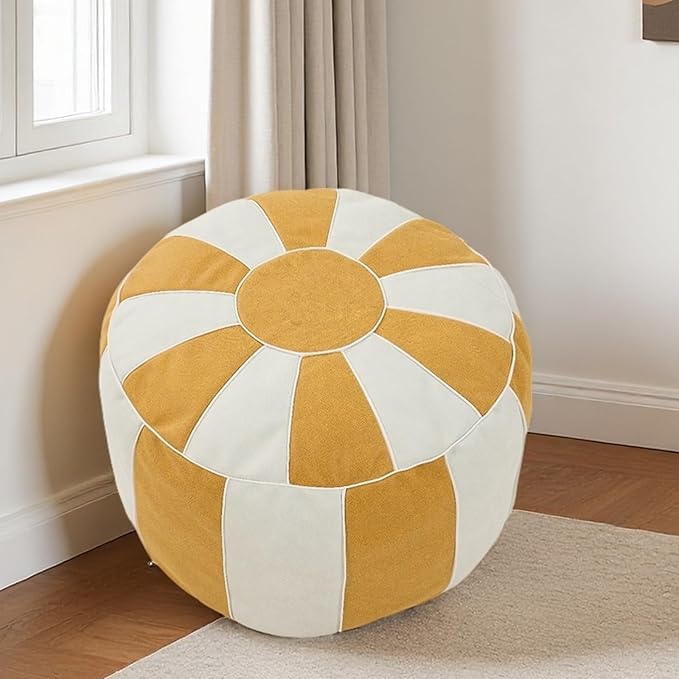 Louis Donné Unstuffed Pouf Ottoman Foot Rest Cover Waterproof Tech Fabric Small Ottoman with Storage Multifunctional Folding Pouf Cover for Living Room, Bedroom or Balcony ONLY Cover