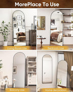 Antok 65" x22” Arched Full Length Floor Mirror, Black Aluminum Frame, Free Standing/Wall Mount/Leaning for Bedroom, Living Room, Dressing Room
