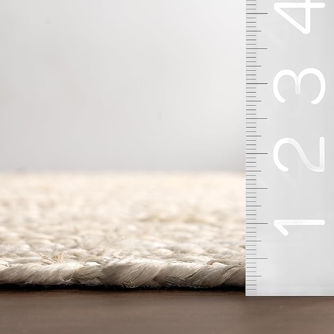 nuLOOM 2x16 Rigo Jute Hand Woven Area Rug, Off White, Solid Farmhouse Design, Natural Fiber, For Bedroom, Living Room, Dining Room, Hallway, Office, Kitchen, Entryway