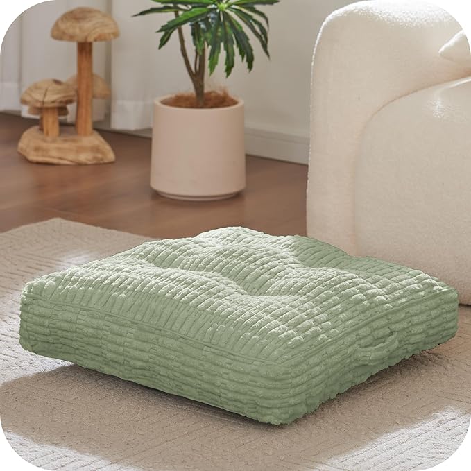 Floor Pillow Cushion for Adults, Meditation Cushion Pillow, Large Square Floor Sitting, for Tatami Living Room or Yoga, 22x22 Inch