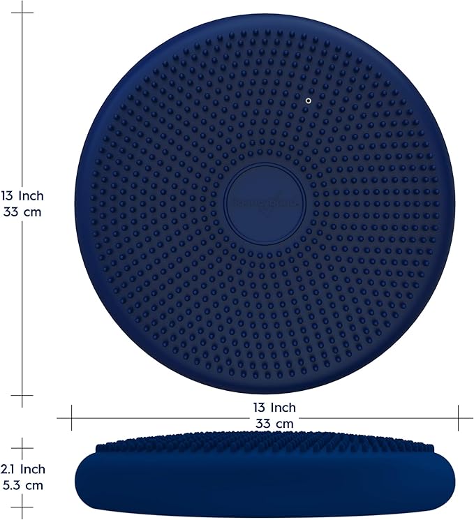 Bouncyband – Wiggle Seat – Blue, 13” D – Large Sensory Cushion for Kids Ages 6-18+ – Promotes Active Learning, Improves Student Productivity, Includes Easy-Inflation Pump
