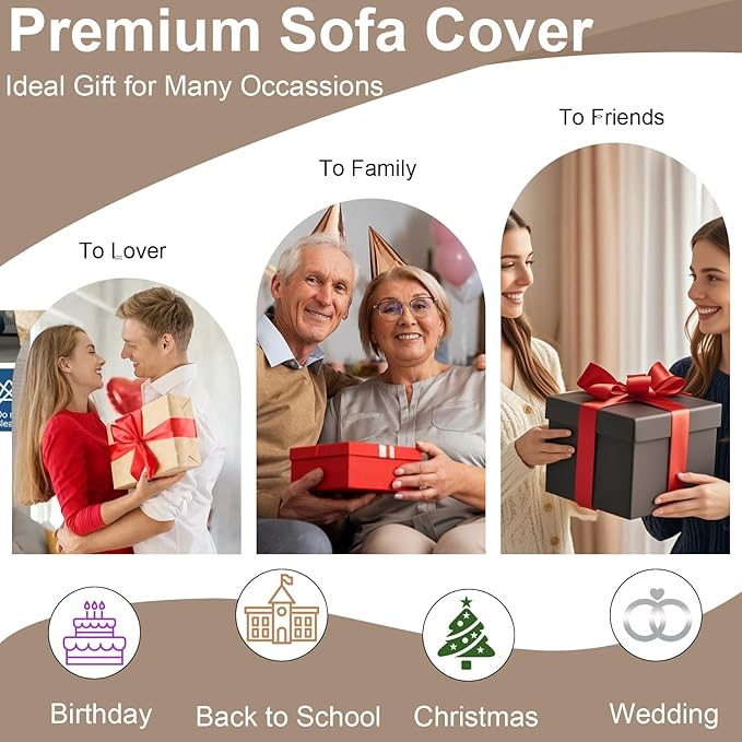 VClife Bohemian Oversize Sofa Cover Washable, Non Slip Chenille Couch Cover for 3-4 Cushion Couch Sofa Pet Furniture Protector Modern Tribal Black Gray Sofa Slipcover for Sectional Couch 71''x150''