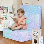 MeMoreCool Foldable Floor Mattress for Kids, Glow Star Trifold Mat, Kids Folding Mattress Portable Futon, 57x22 Inch Colorful