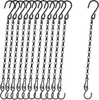 Chain for Hanging Plants,11 Inch Black Hanging Chain, Small Hanging Basket Chain Kits with Hooks for Bird Feeder Hanging Basket Extender Porch Wind Chime (Black, 11 Inch-12PCS)