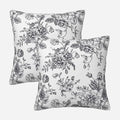 Dark Grey and White Floral Throw Pillow Covers 18x18 Set of 2, Vintage Flower Rustic Farmhouse Pillow Covers Outdoor Decorative Pillow Case for Couch Bed Sofa Cushion Home Decor