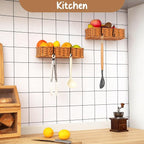 Hanging Wall Basket, Adhesive Wall-Mounted Organizer for Storage, 2-Pack Plastic Wicker Woven Storage Shelves for Kitchen Cabinets, Bathroom, Pantry, Brown Color