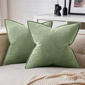 MIULEE Sage Green Velvet Throw Pillow Covers 18x18 Soft Decorative Solid Square Cushion Cases Pack of 2 Modern Luxury Home Decor for Couch, Sofa, Bedroom