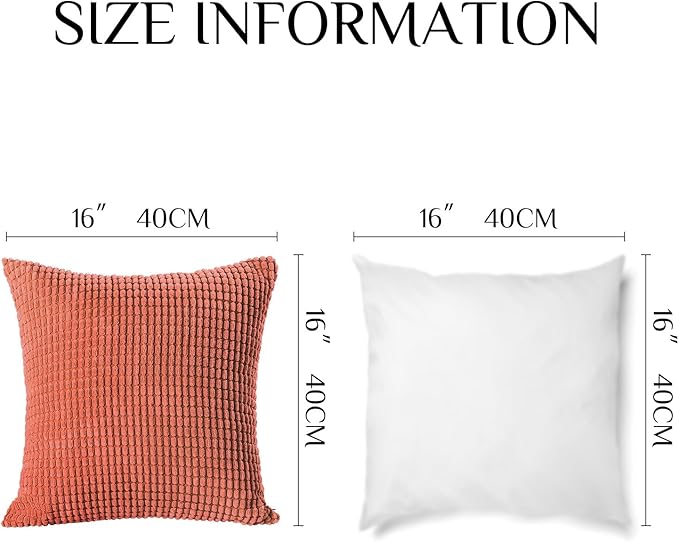 Softalker Fall Decorative Throw Pillow Covers 16 x 16 Inch, Set of 2, Thanksgiving Autumn Harvest Super Soft Corduroy Boho Striped Pillowcases for Couch Sofa Living Room Bed Home Decor, Burnt Orange
