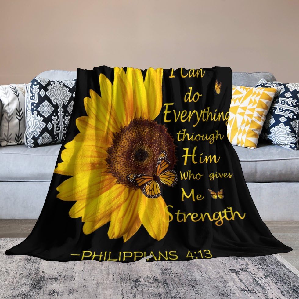 Sunflower Blanket,Vintage Country Farm Sunshine Sunflower Plant Flower Leaf Butterfly Print Blanket for Couch Sofa Bed Decorative Gifts 30x40 - color: Blanket-2, size: 30"x40"