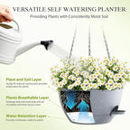 10 Inch Hanging Baskets 2 PC with Chains, Self-Watering Hanging Planters for Indoor Outdoor Plants, Plastic Hanging Flower Pots,Speckled Grey