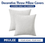 MIULEE Pack of 2 Light Gray Throw Pillow Covers 18x18 Inch Soft Chenille Pillow Covers for Sofa Living Room Couch Solid Dyed Cases