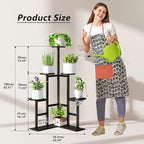 IBUYKE 6 Tier Plant Stand Indoor, Tall Flower Pot Stand for Multiple Plants, Tiered Corner Plant Shelf for Living Room Patio Balcony Garden, , Black TMJ072B