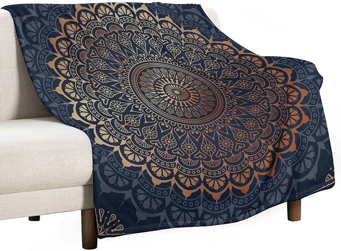 Boho Flower Throw Blanket Mandala Bohemian Aesthetic Paisley Hippie Blanket for Sofa Bed Couch Chair Or Dorm 60"x80"