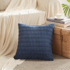 Fancy Homi 4 Packs Dusty Blue Decorative Throw Pillow Covers 26x26 Inch for Living Room Couch Bed Sofa, Rustic Farmhouse Boho Home Decor, Soft Plush Striped Corduroy Square Cushion Case 66x66 cm
