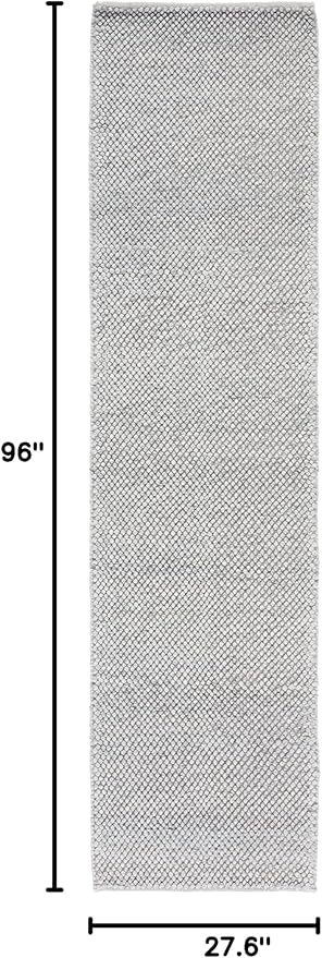 SAFAVIEH Natura Collection Runner Rug - 2'3" x 8', Silver, Handmade Wool Blend, Textured Design, Ideal for Living Room, Bedroom, Dining Space (NAT425G)