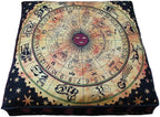 ICC Yellow Zodiac Mandala Barmeri Large Floor Pillow Cover Cushion Meditation Seating Ottoman Throw Cover Hippie Decorative Zipped Bohemian Pouf Ottoman Pom Pom Cases 24" Square