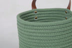 2pack Small Hanging Basket-Cotton Rope Wall Basket with Handle, Hanging Storage Baskets, Shelf Baskets Storage Bin Closet Organizer - 6.3" x 7", Woven Plant Basket (Green)
