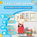 8 PCS 16 Inch Round Floor Pillows with Handles | Waterproof Synthetic Leather Flexible Seating Cushions | 16''x16''x2'' Thick Floor Cushions for Classroom, Home, Yoga & Meditation
