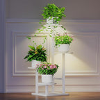 Plant Stand Indoor with Grow Light, 4-Tiered Tall Plant Stand Indoor, Metal Plant Shelf with Adjustable Light, Ideal for Living Room, Garden, Patio white