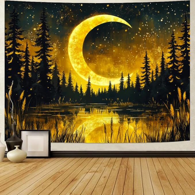 Generleo Galaxy Moon Tapestry Fantasy Forest Tapestries Tree of Life Wall Decor Psychedelic Starry Sky Tapestry Wall Hanging for Bedroom
