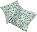 Teal Floral Pillow Covers 18x18 Set of 2 Vintage Rustic Old Style Cute Small Flower Blue Green Cream Print Decorative Outdoor Pillowcases Farmhouse Throw Cushion Case Decor for Couch Sofa Bed
