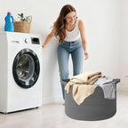 90L Large Blanket Basket,21.7"L x 21.7"W x 13.8"H Rope Woven Baskets with Handles, Toys Storage Bins,Laundry Basket Perfect for Living Room, Nursery,Bedroom,Home Organization,Dark Gry
