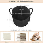 Mkono Woven Storage Basket Decorative Natural Rope Basket Wooden Bead Decoration for Blankets,Toys,Clothes,Shoes,Plant Organizer Bin with Handles Living Room Home Decor, 16"W×13.8"L, Black