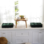 vctops Square Solid Color Velvet Seat Cushion with Handle Tufted Thicken Chair Pad Tatami Floor Pillow Cushion 16.5"x16.5"x4" Green
